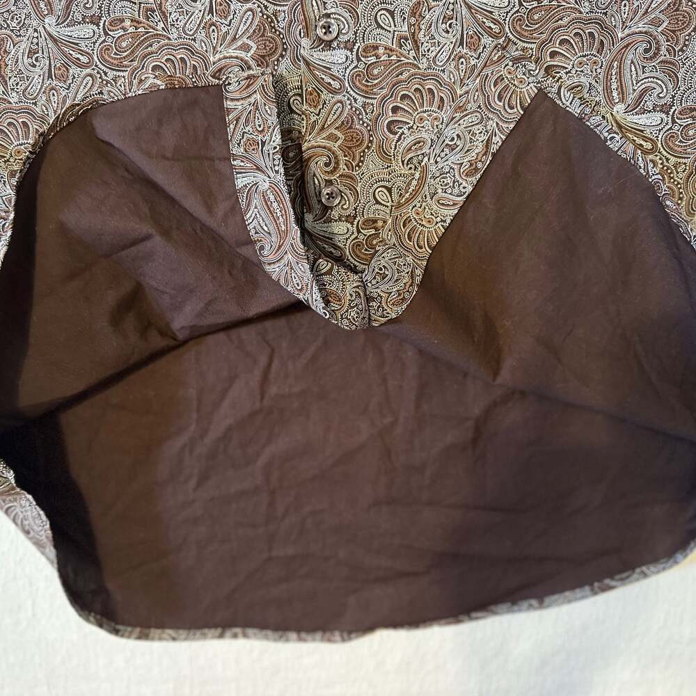 Consequence Men's Tan/Brown Paisley Long Sleeve Button Up Dress Shirt L - Picture 14 of 16
